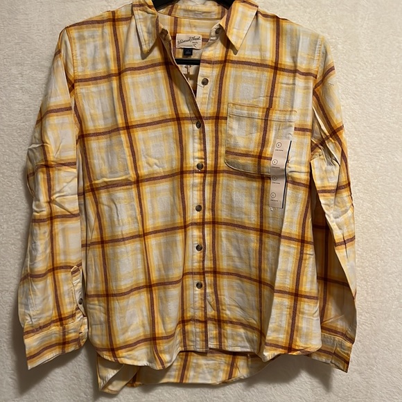 Womens Yellow and Maroon Long Sleeve Flannel - Picture 2 of 5